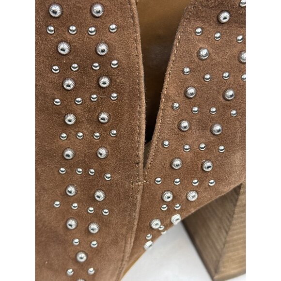 Vince Camuto Brown Studded Peep Toe Booties Women’s 10 - Picture 7 of 14